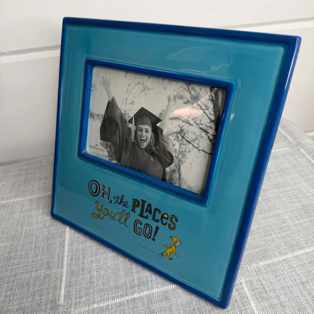 Oh, the Places You'll Go Dr. Seuss Hallmark Frame 4x6  Blue RARE Graduation Gift